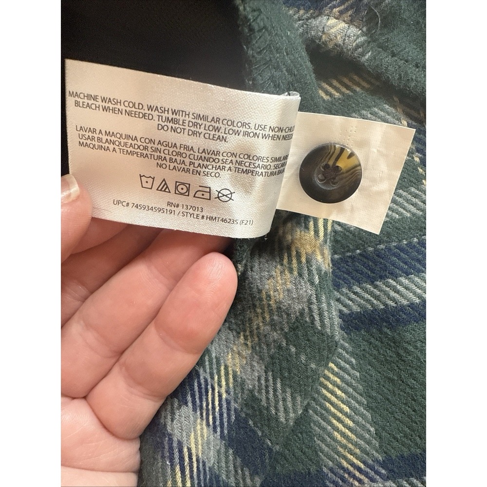 Woolrich Shirt Mens XL Blue Plaid Brawny Flannel Thick Shacket Gorpcore Outdoors - Picture 7 of 8